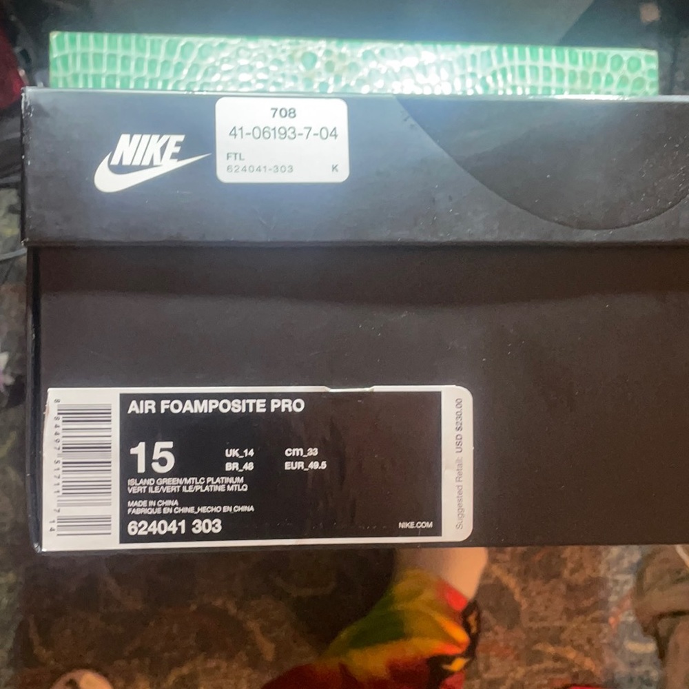 Nike Air Foamposite Pro size 15 (Island green/MTLC Platinum